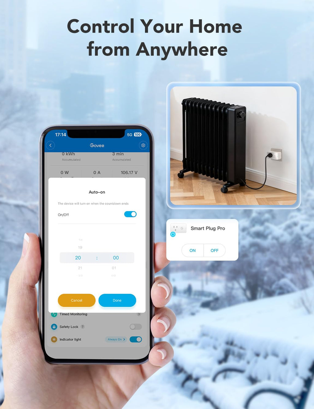 Govee Smart Plug with Energy Monitoring, WiFi Bluetooth Plug Work with Alexa and Google Assistant, 15A Smart Outlets with Timer & Group Controller, No Hub Required, ETL&FCC Certified for Home, 1 Pack