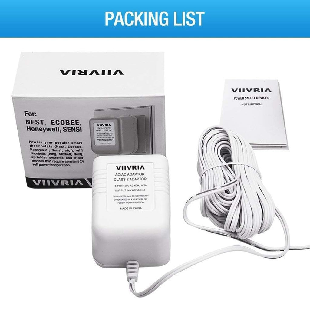 AC 24 Volt Transformer, C Wire Adapter, Compatible with All Versions of Ring Doorbell and Thermostat for Ecobee,Sensi and Honeywell, 315" Long Cable