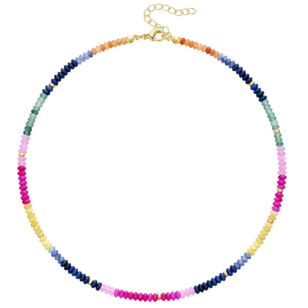 KELORIS PATH Beaded Necklace for Women, Colorful Gemstone Choker for Summer(05)