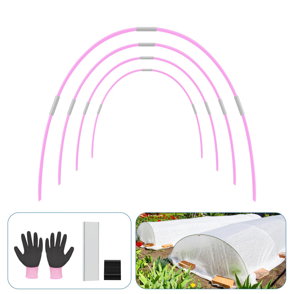 Garden Hoops 20pcs, Sunwuk Greenhouse Hoops for 1-3.5ft Wide Raised Bed, 5 Sets of 5.6ft Long Super Bendable Fiberglass Rods, Raised Planter Box Kit and Mini Greenhouse for Row Cover (S Size)
