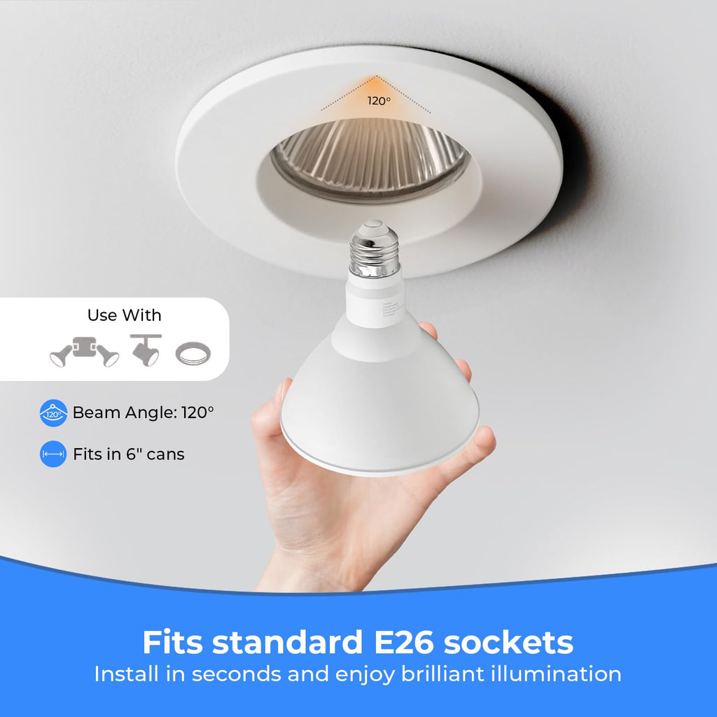 GvvooHome LED Flood Light Bulbs, PAR38 Outdoor Flood Light Bulb 5000K,13W 100W Equivalent, Daylight White LED Floodlight Dimmable, Waterproof for Porch Yard Garage, E26 Base, 15,000 Hrs, 6 Pack