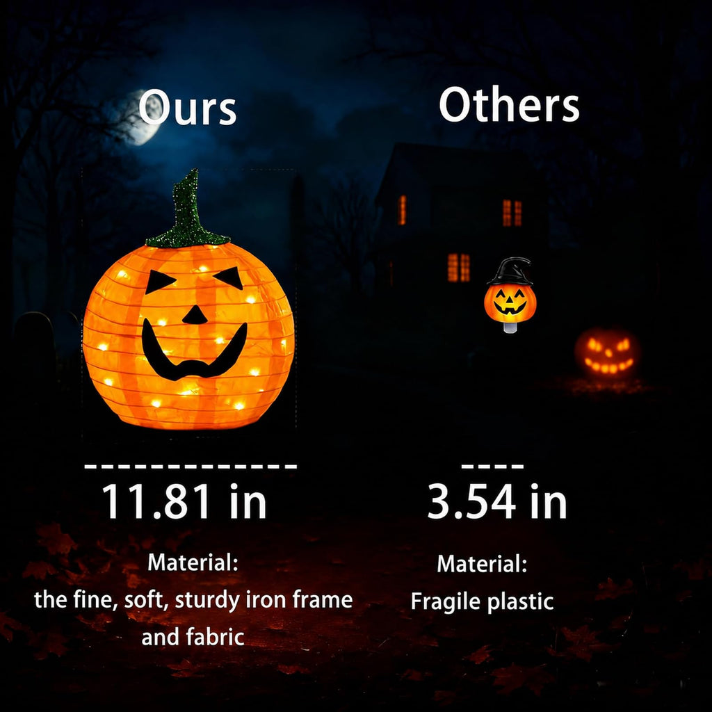 Solar Halloween Pumpkin Lights, 2 Pack Outdoor Pathway Stake Lights