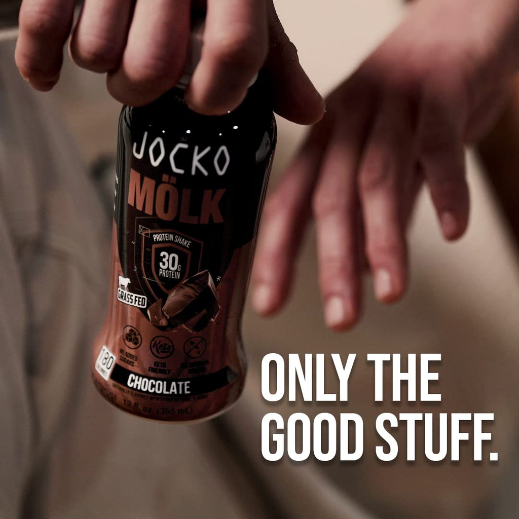 Jocko Mölk 30g Grass Fed Protein Shakes – No Added Sugar Protein Drinks KETO Friendly - Ready to Drink 12 FL Oz (Pack of 12) Chocolate