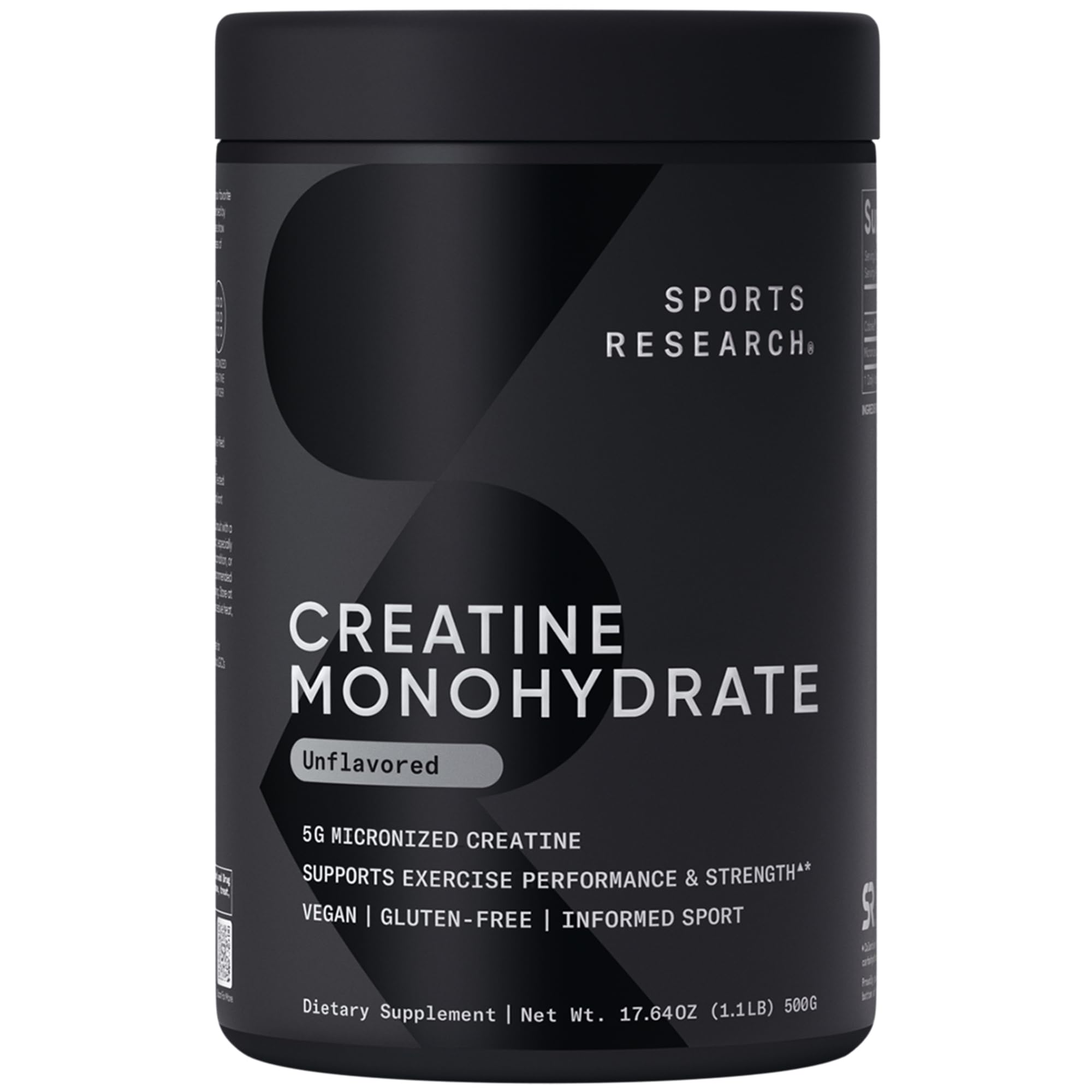 Sports Research Creatine Monohydrate - Gain Lean Muscle, Improve Performance and Strength and Support Workout Recovery* - 5 g Micronized Creatine - 17.64 oz