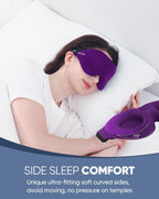MZOO Sleep Eye Mask for Side Sleeper Men Women, Zero Eye Pressure 3D Sleeping Mask, Light Blocking Patented Design Night Blindfold, Soft Eye Shade Cover for Travel, Purple