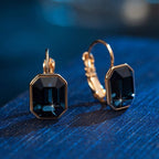 EVEVIC Austrian Crystal Octagon Leverback Drop Earrings for Women