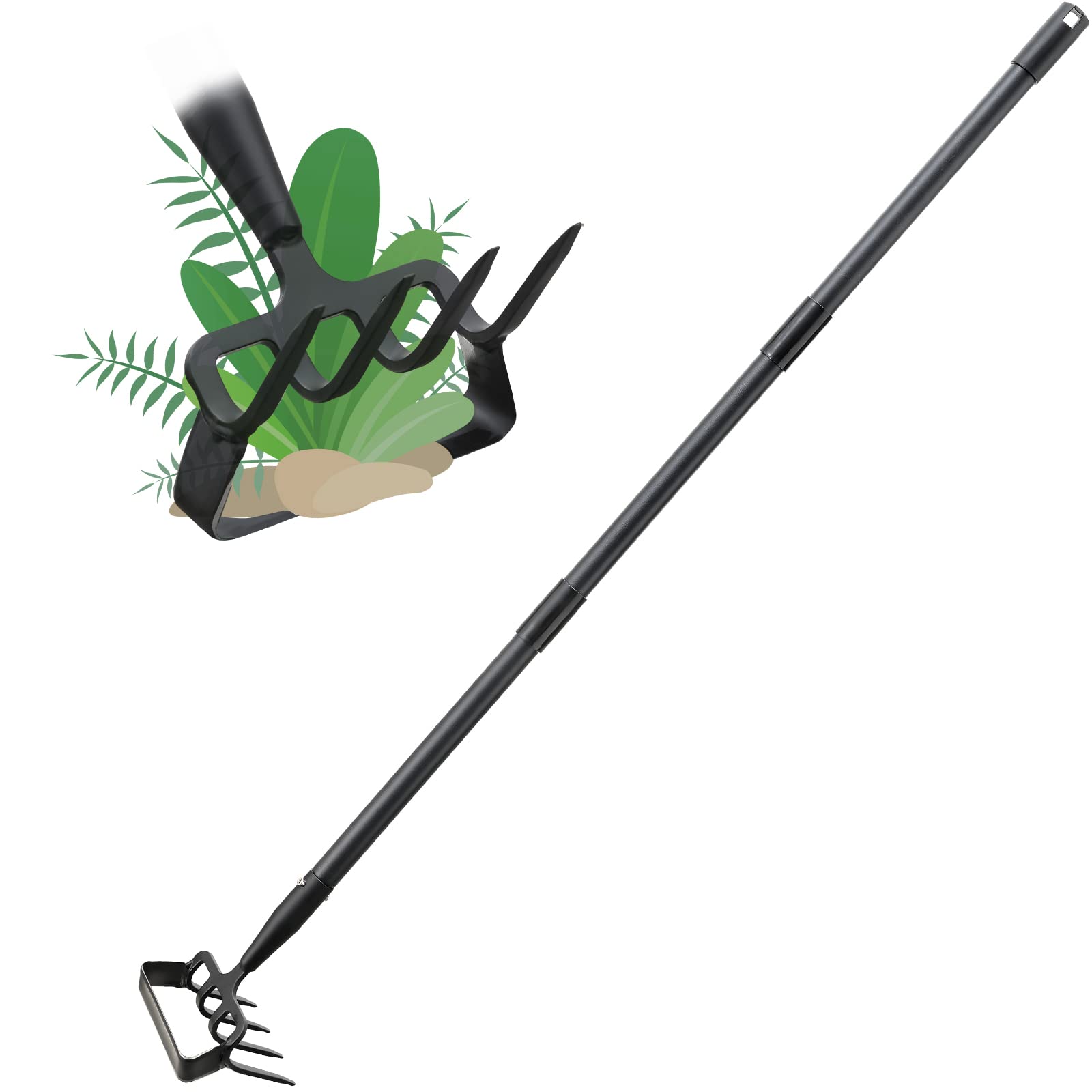 Oliynedy Stirrup Hoe Cultivator Garden Tool Heavy Duty,Scuffle Loop Action Hoe Weeding Gardening Hand Tools for Women Kids Men,Metal Weeder Scraper Garden Hoe Rake Weed Puller Long Handle 32-72