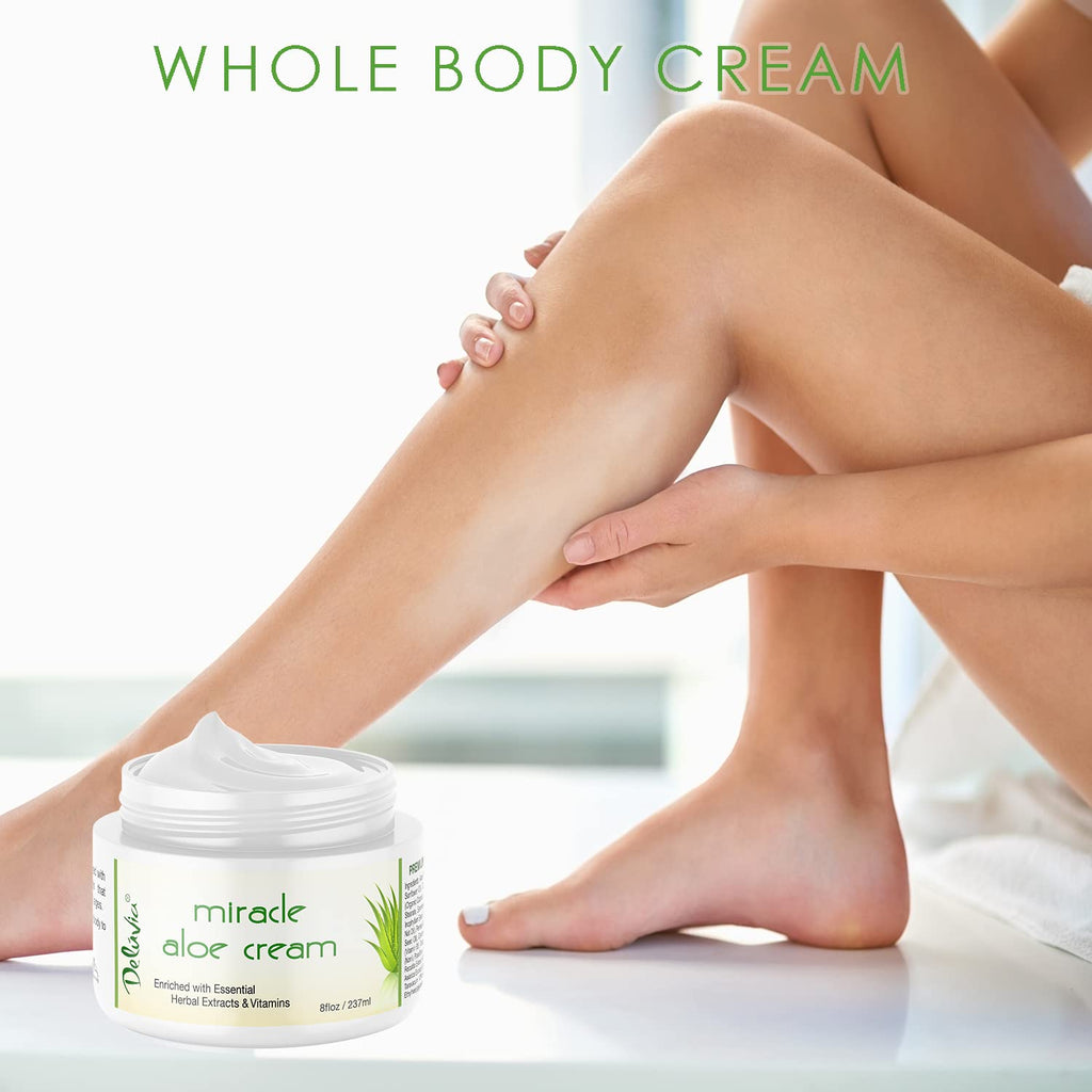 Deluvia Miracle Aloe Cream | Face & Body Moisturizer with Vitamin E & Organic Aloe Vera | Hydrating, Soothing for Dry Skin, Anti-Wrinkle, Acne Scars, Rosacea, Psoriasis, Eczema - 2 Pack