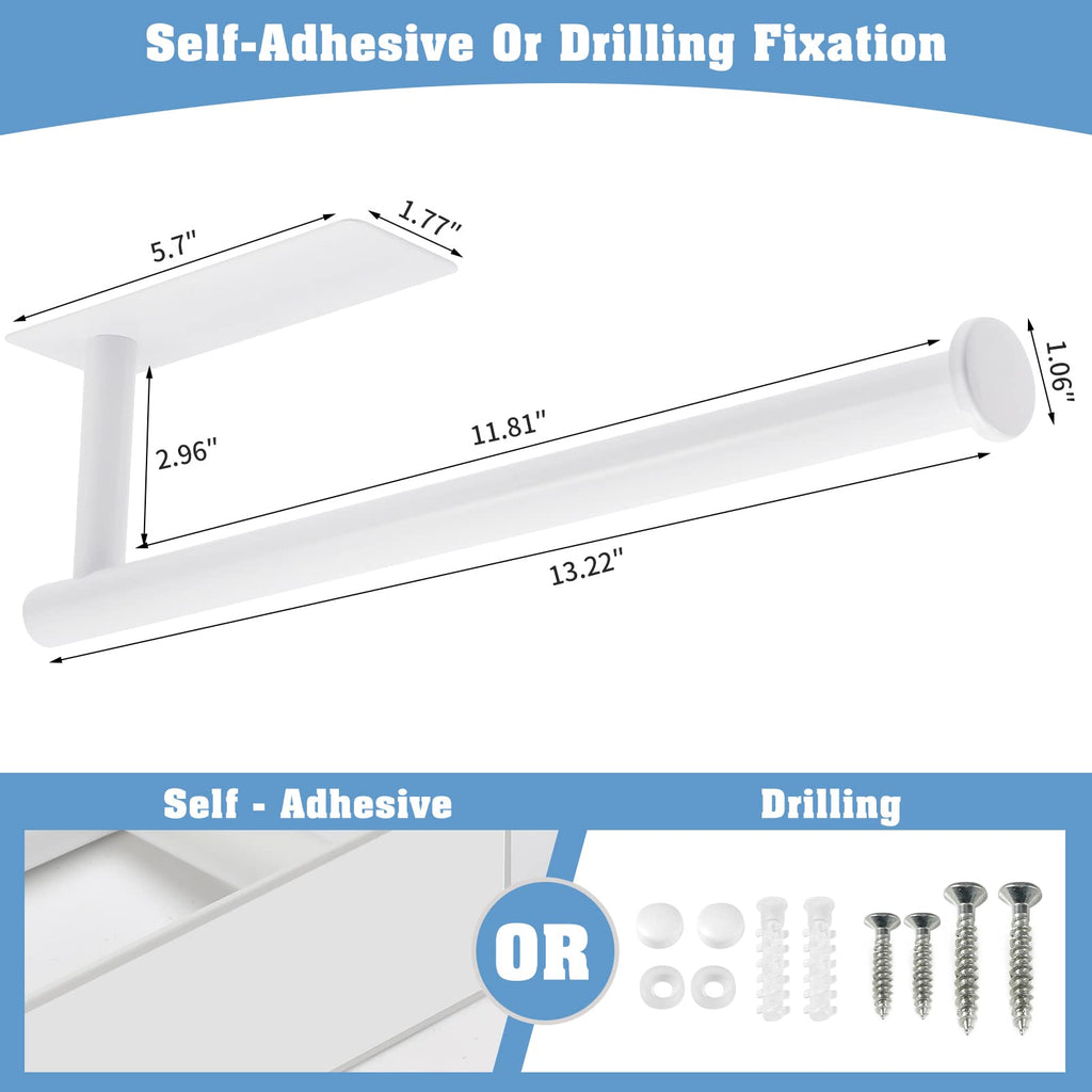theaoo Under Cabinet Paper Towel Holder for Kitchen, Self-Adhesive, White