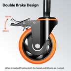 Caster Wheels Heavy Duty 5 Inch Stem Caster 2400Lbs, Threaded Stem Casters 3/8"-16 x 1(Stem Diameter 3/8", Stem Length 1"), Safety Locking Caster Set of 4, Industrial Castor Wheels for Cart,Furniture