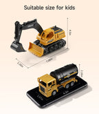 Geyiie Large Construction Trucks Toy Set, Construction Vehicles for Kids, 7 PCS Pull Back Engineering Cars with Excavator, Bulldozer, Dump, Cement Mixer, STEM Sand Toys Gifts for Boys Girls