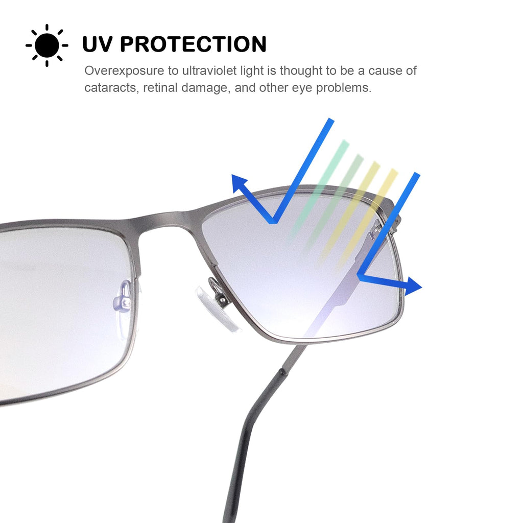 YIMI Mens Blue Light Glasses Men Computer Gaming BlueLight Blocking Glasses Metal Anti Eyestrain Clear Lens Eye Protection (Photochromic/Dual Purpose)