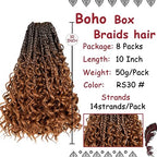 Beverlee Goddess Box Braids Crochet Hair 10 Inch Crochet Boho Box Braids Crochet Braids 8 Packs Bohemian box braids Box Braids with Curly Ends Messy Pre-looped Synthetic Crochet Hair for Women 53#