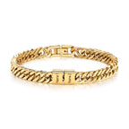 Personalized Cuban Link Bracelet for Men – Stainless Steel Custom Bracelet with Engraved Names Mens Bracelet Gifts for Birthday Anniversary Father’s Day Christmas (Gold-2 Names)