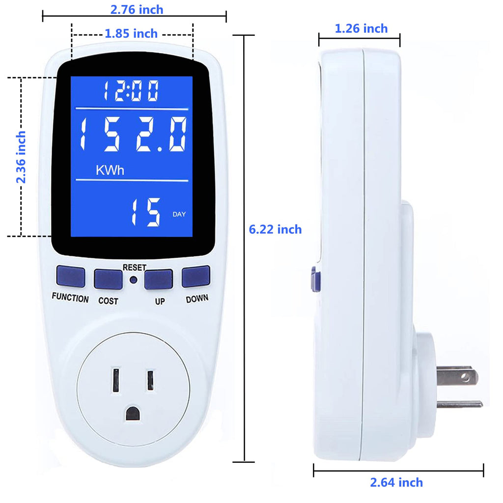 2 Pack Upgraded Watt Meter Power Meter Plug Home Electricity Usage Monitor, Electrical Usage Monitor Consumption, Energy Voltage Amps Kill Meter Tester with Backlight, 7 Modes Display