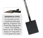 Kenyon S550 Irrigation All-Steel Landscape Lighting Trencher/Edger, 45" Steel "T" Handle