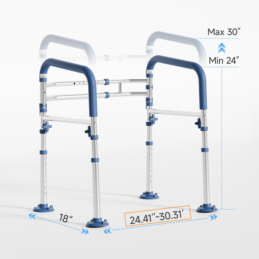 Loyoda Toilet Safety Rails for Seniors,Height-Adjustable Toilet Frame Width-Adjustable Toilet Handles Toilet Rail Provides Support for Seniors ， Pregnant ，Disabled