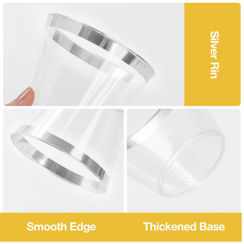 Goodluck 50PCS 9oz Plastic Cups for Party, Disposable Silver Plastic Cups