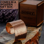 DEMMEX Copper Bracelet for Women – 100% Pure Hammered Turkish Copper Cuff, 1.5mm Thick High-Gauge, Handmade, Uncoated & Non-Magnetic, Large 1.6" Wide, Adjustable, in Wooden Gift Box