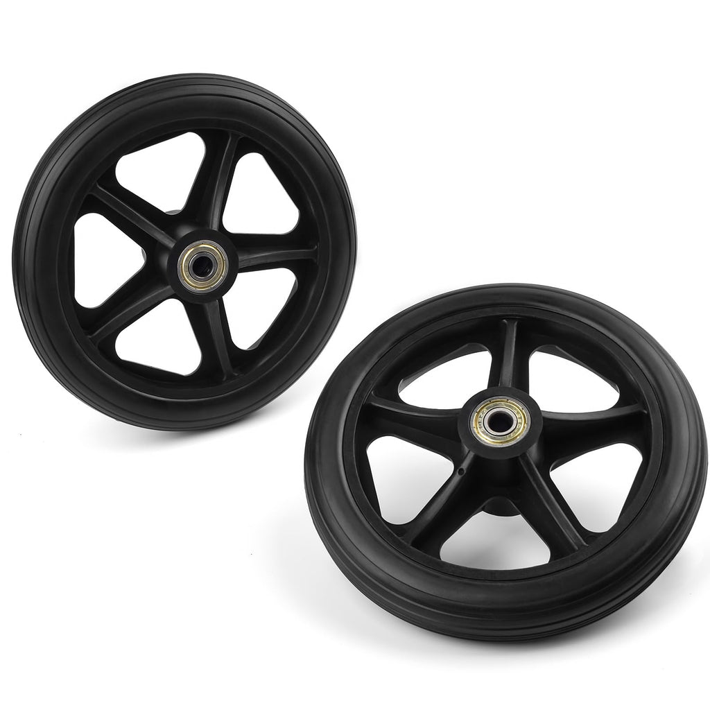 Royitay 2 Pack 6 Inch Rubber Wheelchair Wheels Replacement for Walkers, Rollators, Wheelchairs,Durable Anti-Slip ABS Wheel Hub- Universal Aid Wheels for Adults, Seniors, Black
