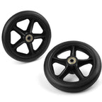Royitay 2 Pack 6 Inch Rubber Wheelchair Wheels Replacement for Walkers, Rollators, Wheelchairs,Durable Anti-Slip ABS Wheel Hub- Universal Aid Wheels for Adults, Seniors, Black