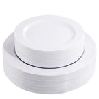 FLOWERCAT 60PCS White Plastic Plates - Heavy Duty White Disposable Plates for Mother's Day/Birthday Party/Wedding -serve for 30 guests Include 30PCS 10.25" & 30PCS 7.5" Plates for Party