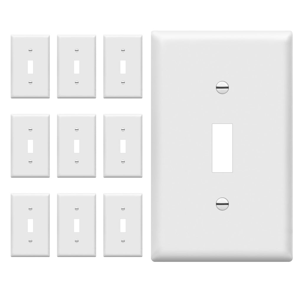 ENERLITES Oversized Toggle Light Switch Wall Plate, Gloss Finish, Jumbo Light Switch Cover, Oversize 1-Gang 5.5" x 3.5", Unbreakable Polycarbonate Thermoplastic, 8811O-W-10PCS, White, 10 Pack
