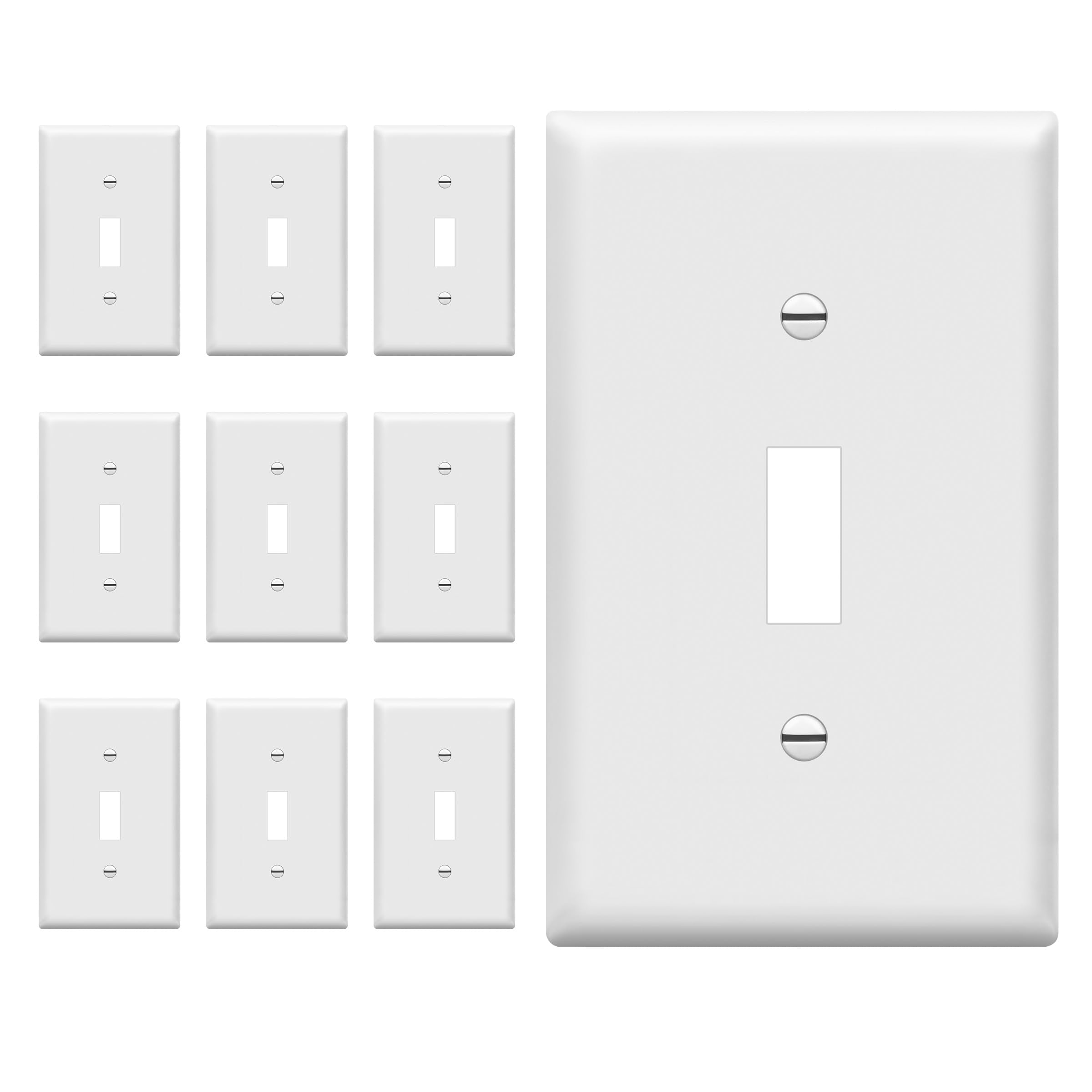 ENERLITES Oversized Toggle Light Switch Wall Plate, Gloss Finish, Jumbo Light Switch Cover, Oversize 1-Gang 5.5" x 3.5", Unbreakable Polycarbonate Thermoplastic, 8811O-W-10PCS, White, 10 Pack