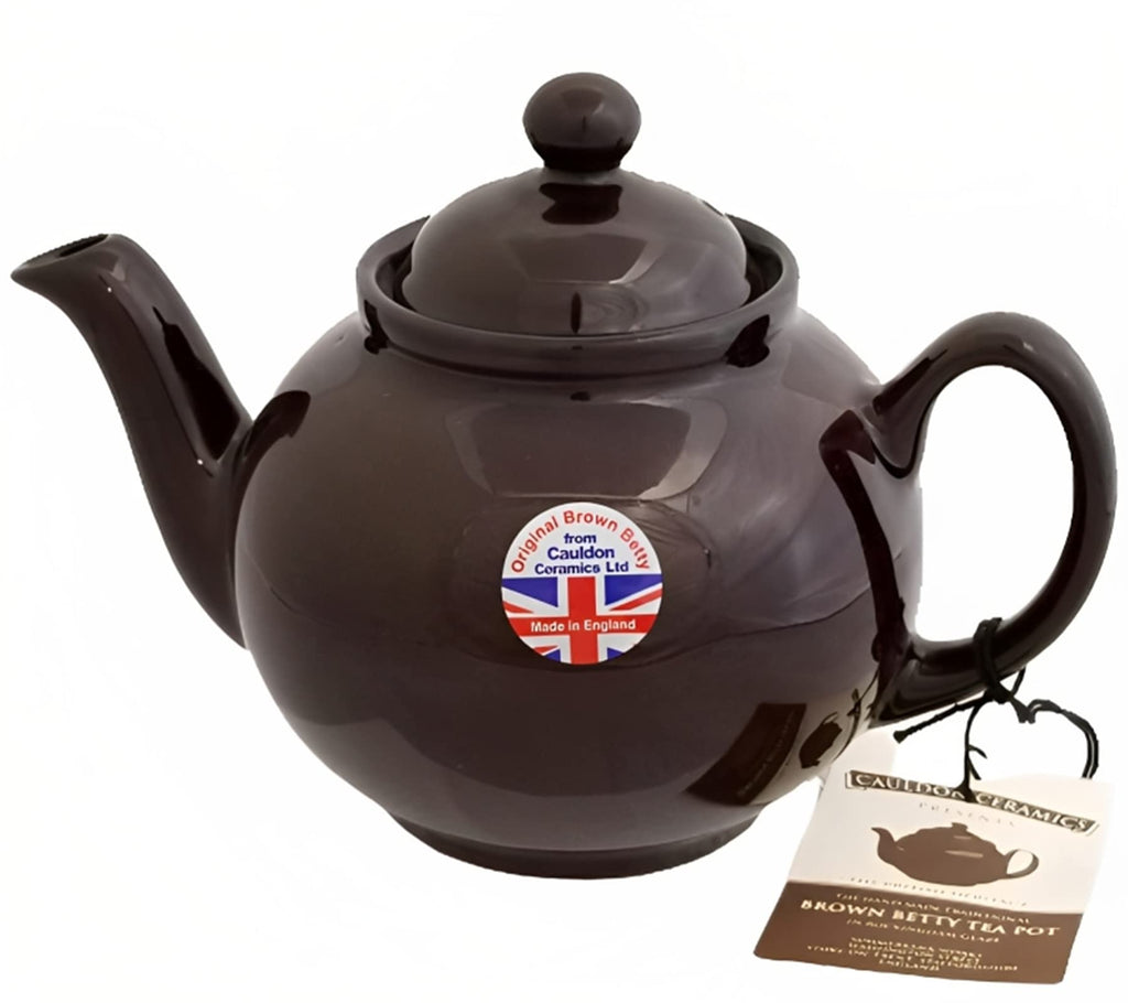 Cauldon Ceramics Classic Brown Betty Tea Pot | Hand Made 4 Cup Brown Betty Teapot | Made with Traditional Staffordshire Red Clay | Ceramic Teapot for Loose Leaf Tea or Teabags | 36 fl oz