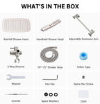 G-Promise All Metal 12 Inch Dual Square Shower Head with Handheld Spray Combo, Rain Shower Head, Adjustable Extension Arm, 3-Way Diverter, 71 Inch Extra Long Hose - A Bathroom Upgrade(Brushed Nickel)
