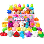 JOYIN Mochi Squishy Toy Set, 50 Pack Mini Squishy Mochi, Party Favors for Kids, Kawaii Stress Relief Toys, Basket Stuffers, Goodie Bags Fillers, Birthday Gifts, Classroom Prizes, Halloween