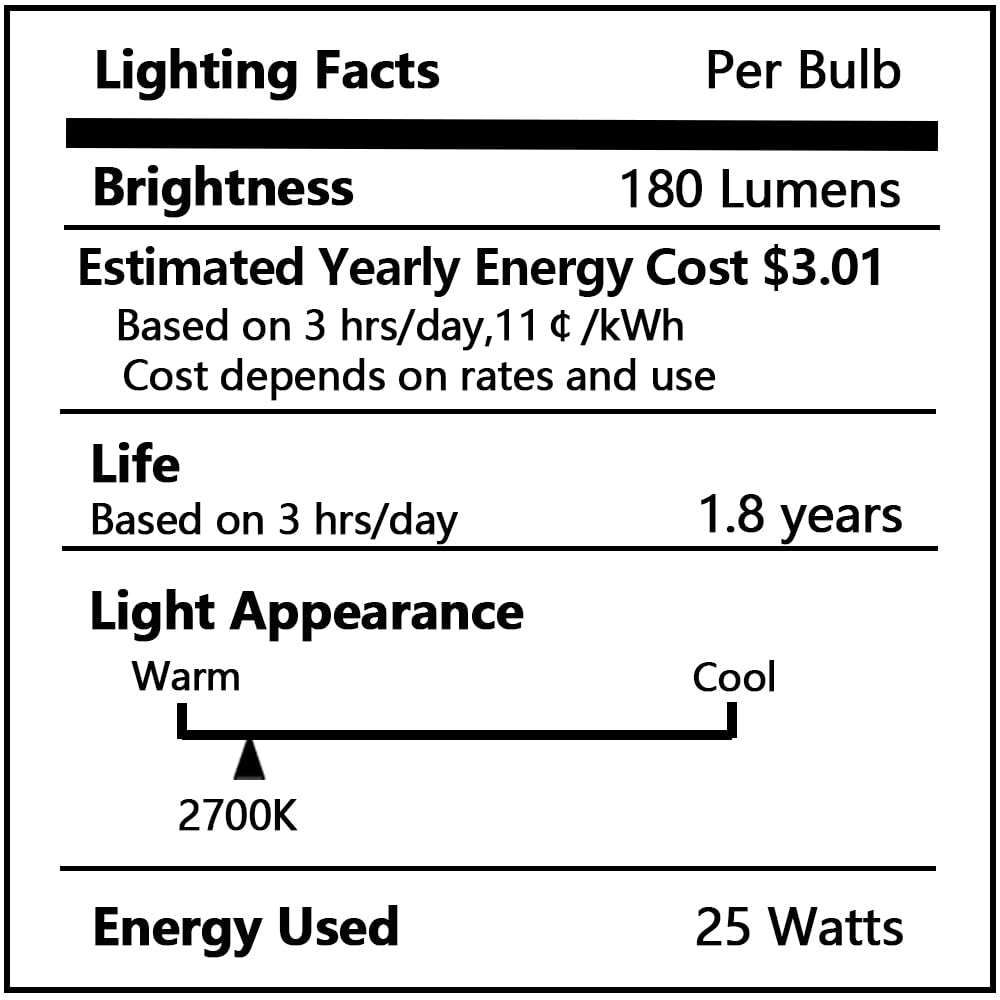 Potanro E12 Incandescent Light Bulbs 40Watt Warm White 2700K, 300 Lumens Candelabra Light Bulbs Decorative Dimmable Chandelier Bulbs for Ceiling Fan, Pendants (40W-20Pack)