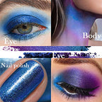 evpct 2Pcs Dark Royal blue Blue purple Duochrome MultiChrome Chameleon Rainbow Chrome Shimmer Eyeshadow Palette Set Loose High Pigment Metallic Holographic Eyeshadow Makeup Pallet, 2g, (02&04)
