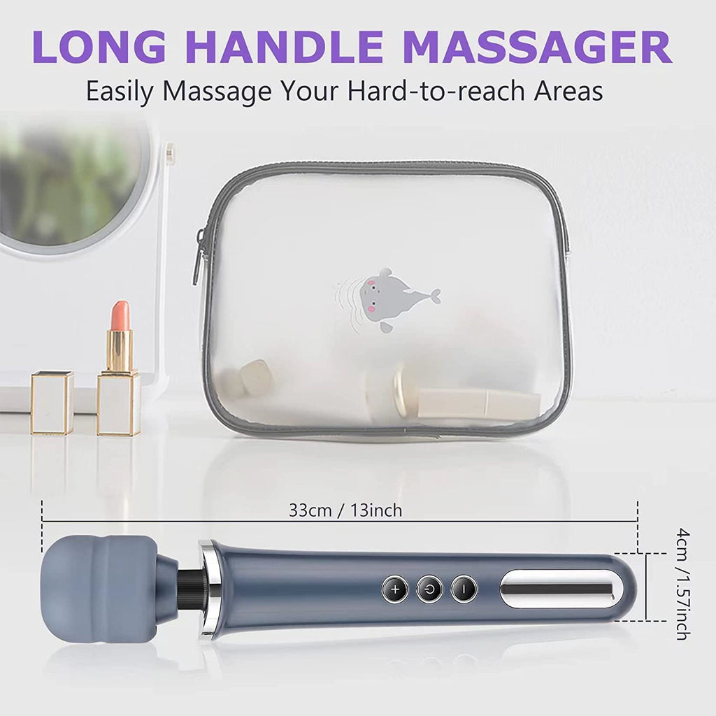 Cordless Personal Wand Electric Massager with 10 Powerful Magic Vibrations, MANFLY Rechargeable Handheld Back Massager Wand Massage (Gray)