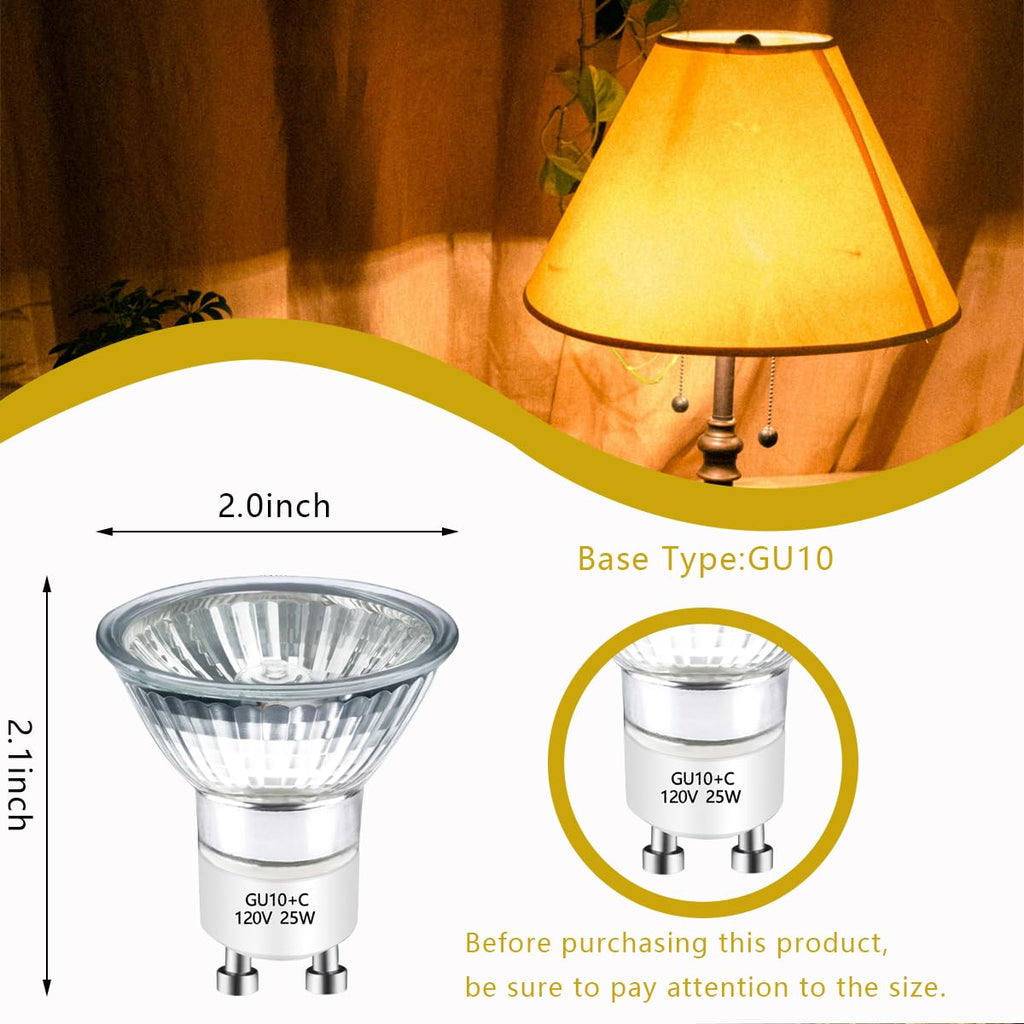 YBEK Halogen Bulb 25 Watt GU10 120V NP5 Replacement Bulb for Candle Warmer, Scent Wax Burner, Fragrance Melt, Warming Bulb MR16 JDR Dimmable, Warm White 2700K(Pack of 4)