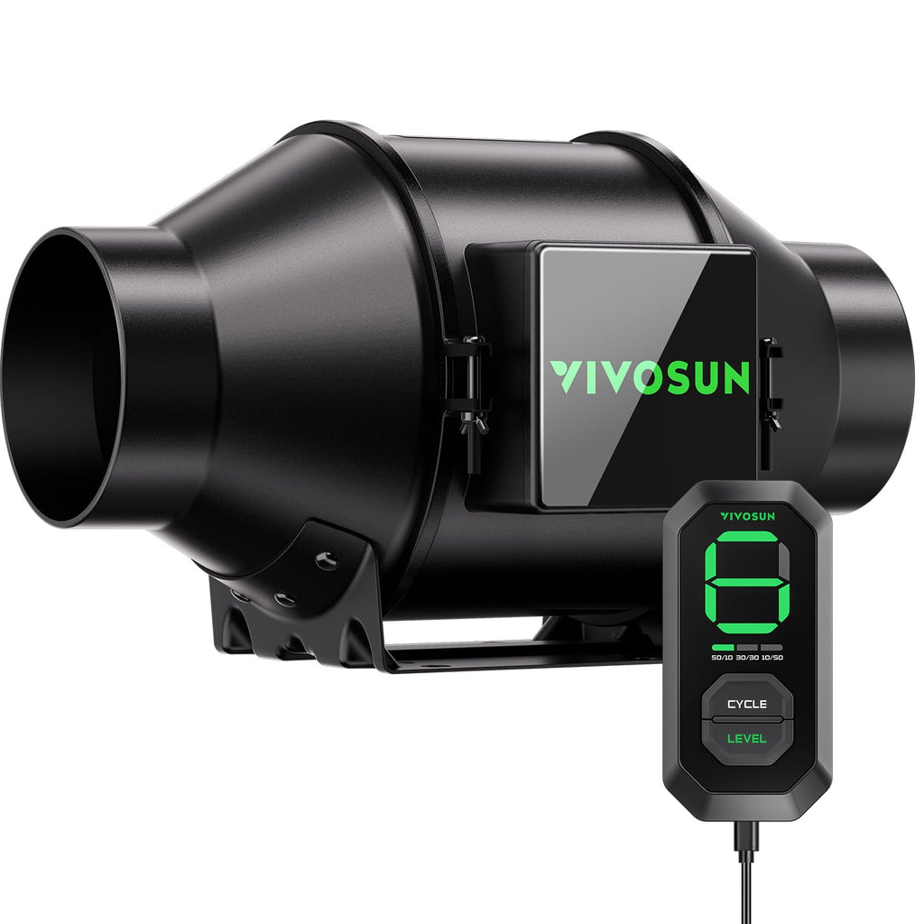 VIVOSUN G4 4" Inline Fan &Cycle Mode Speed Controller, 195 CFM Aerozesh Fan