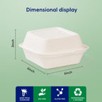 JOLLY CHEF Clamshell Take Out Food Containers, [6 * 6" 200-Pack] To Go Containers Disposable, Sugarcane To Go Boxes for Salad,Lunch
