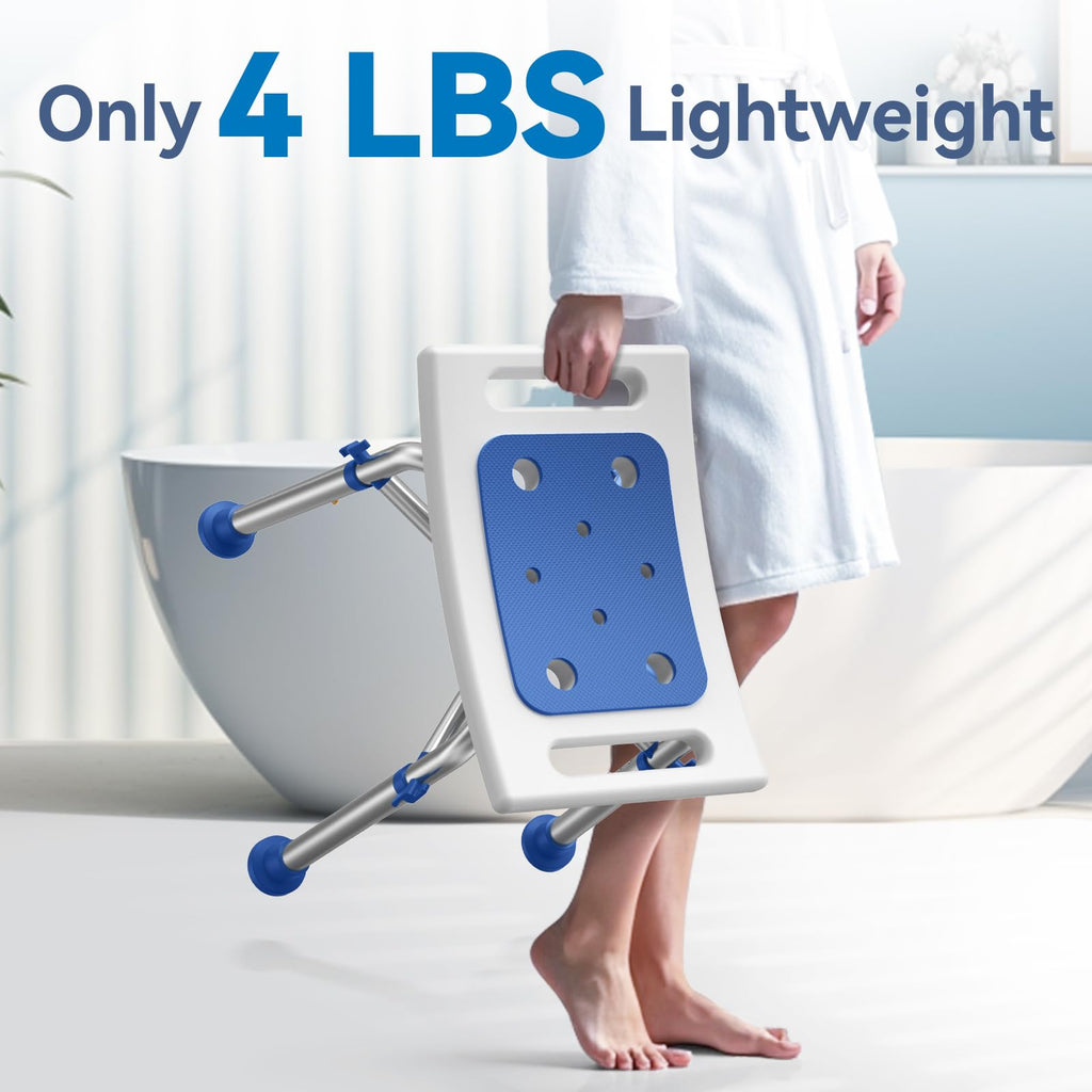 Loyoda FSA/HSA Eligible Heavy Duty Shower Chair for Inside Shower, 500lb Weight Capacity, Height-Adjustable Shower Bench with Padded Seat, Shower Stool Suitable for Elderly and Disabled