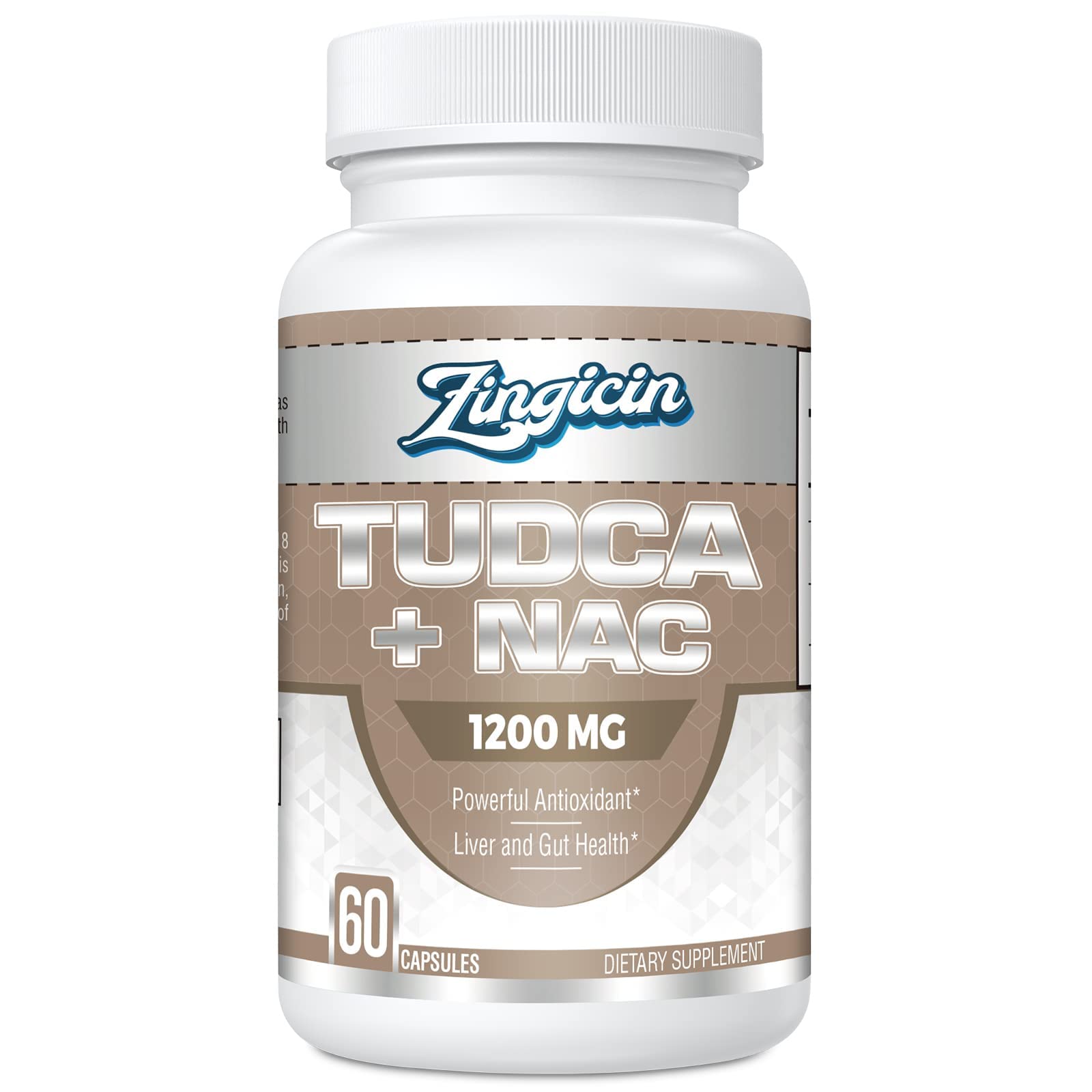 Zingicin TUDCA with NAC Supplement 1200mg - 60 Capsules, 1 Pack