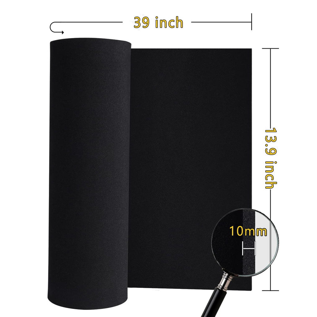 Black Eva Foam Sheet roll,Premium eva Craft Foam 10mm Thick,13.9" x 39", High Density 86kg/m3 for Halloween Cosplay Costume, Crafts, DIY Projects by MEARCOOH