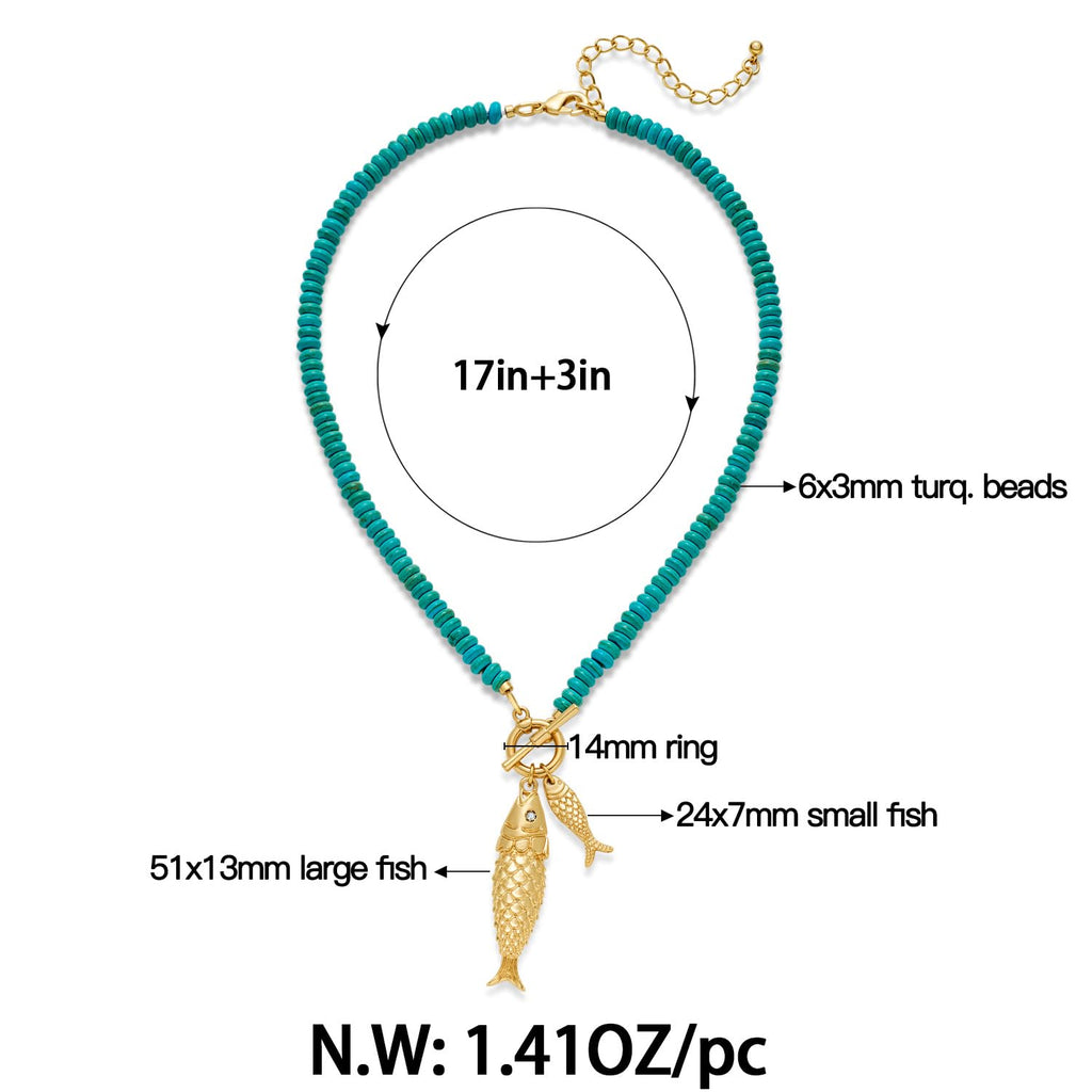 FAUTHENTICUTE Chunky Gold Fish Pendant Necklace for Women