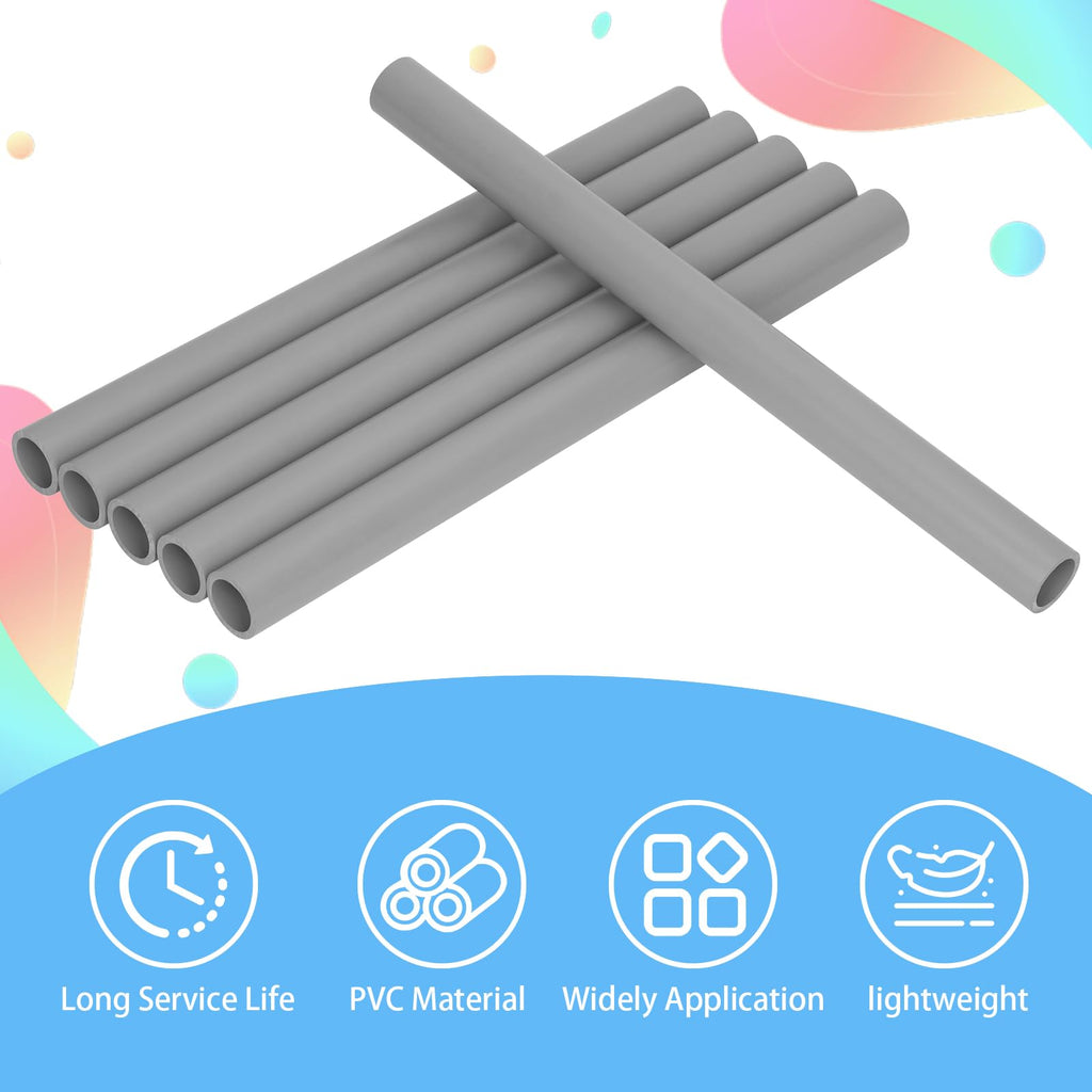 CKVIHAV 6Pcs 1 Inch Grey Electrical Conduit PVC Pipe 17" Long Sch40 PVC Rigid Tube Round Pipes Hardware Tubing for Home DIY Electrical Wiring Installation, Garden, Farm, Workshop,(1" x 17"L)