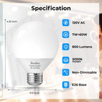 GvvooHome Vanity Light Bulbs for Bathroom, G25 LED Globe Light Bulbs for Makeup Mirror Dressing Room, 60W Equivalent, 5000K Daylight, 800LM, E26 Base, Non-Dimmable, 6-Pack