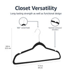 Amazon Basics Slim Velvet Non-Slip Space Saving Suit Clothes Hangers, Closet Organizer, Black, 50-Pack