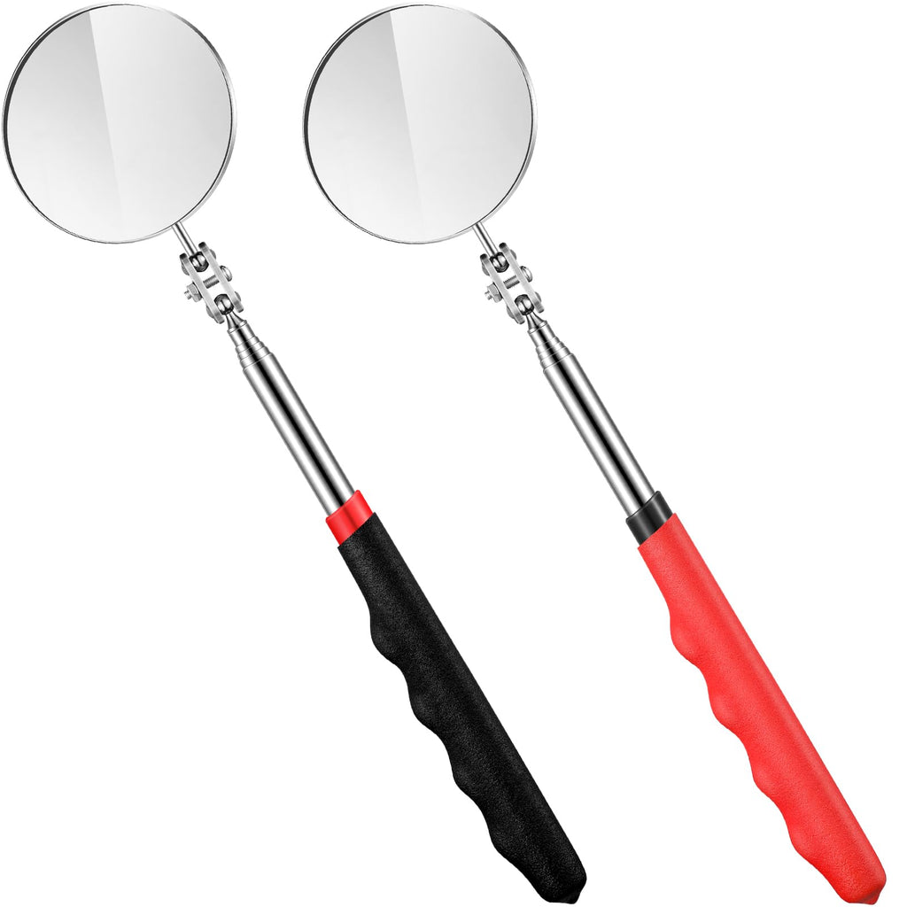 Copkim 2 Pcs Telescoping Inspection Mirror Mechanics Mirror,50mm,Black,Red