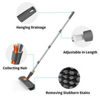 AIR U+ Floor Scrub Brush with Long Handle, 3-in-1 Rotating Head & Squeegee