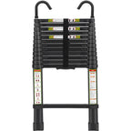 RIKADE Telescopic Ladder, 16.5 ft Aluminum Telescoping Ladder with Non-Slip Feet and Stable Hook, Portable Extension Ladder for Household and Outdoor Working, Max Load 330 lb, Black