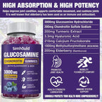 Simhould Glucosamine Chondroitin Gummies - 3000MG Extra Strength Joint Support Supplement with MSM & Elderberry, Flexibility, Antioxidant Immune Support Gummy for Adults, Men & Women