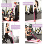 FateFan Multifunction Tension Rope, 6-Tube Elastic Yoga Pedal Puller Resistance Band, Natural Latex Tension Rope Fitness Equipment, for Abdomen/Waist/Arm/Leg Stretching Slimming Training (Pink)