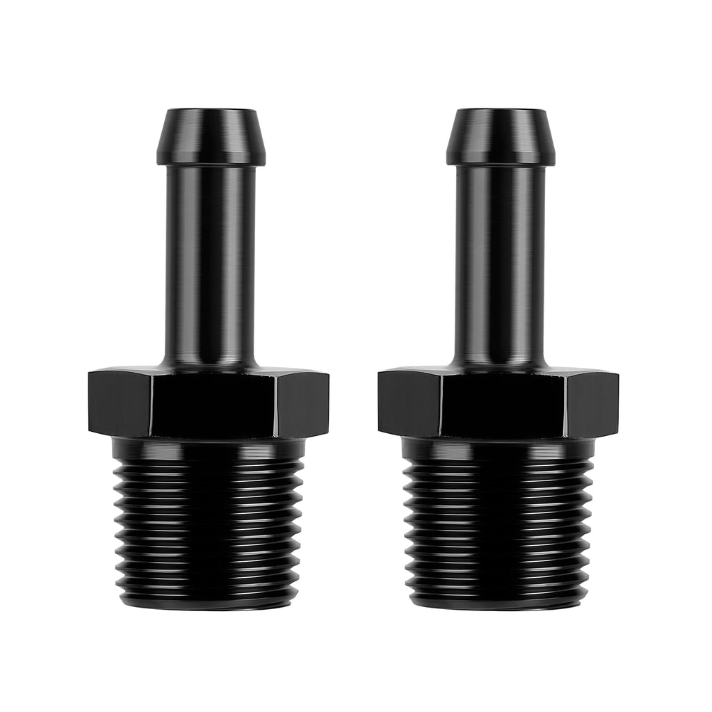 EVIL ENERGY 3/8" NPT Male to 5/16" Barb Fitting Adapter Straight Aluminum Black 2PCS